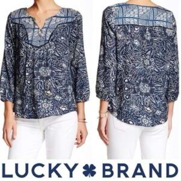 Lucky brand boho flowy printed long sleeve top ❤️ - Picture 2 of 8